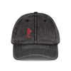 Vintage Embroidered Baseball Cap - Distressed Black with Red Icon